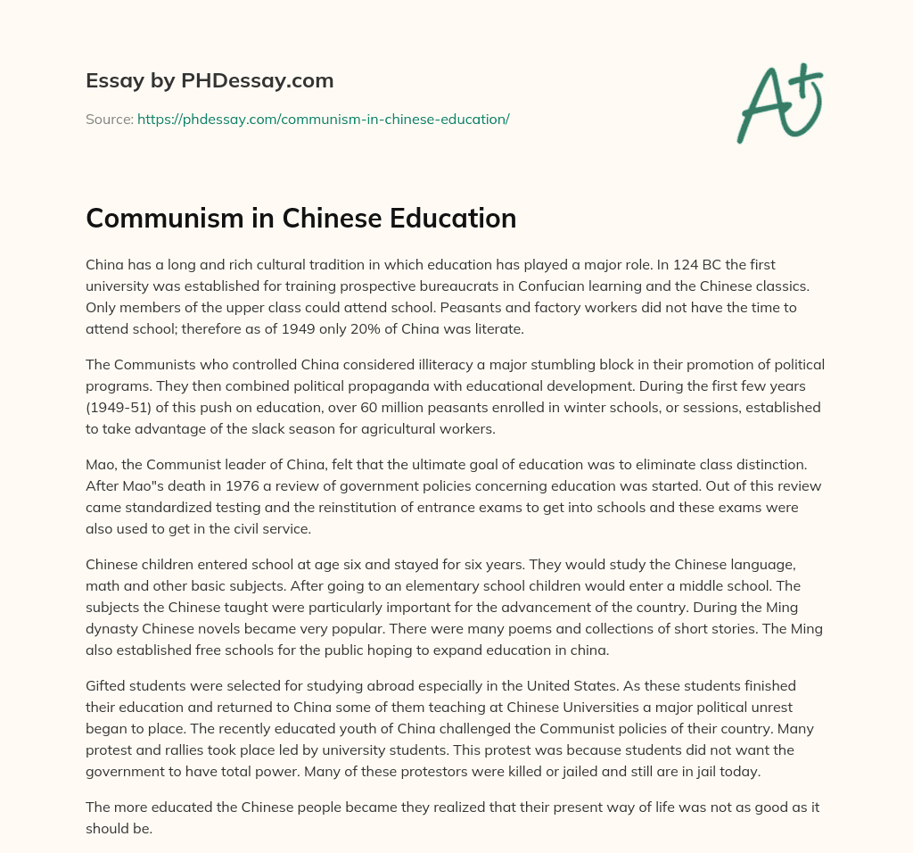 communist china essay
