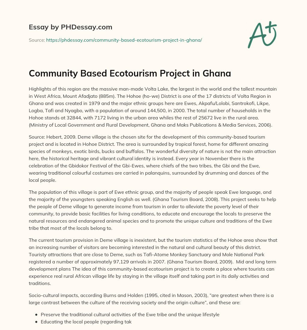 Community Based Ecotourism Project in Ghana essay