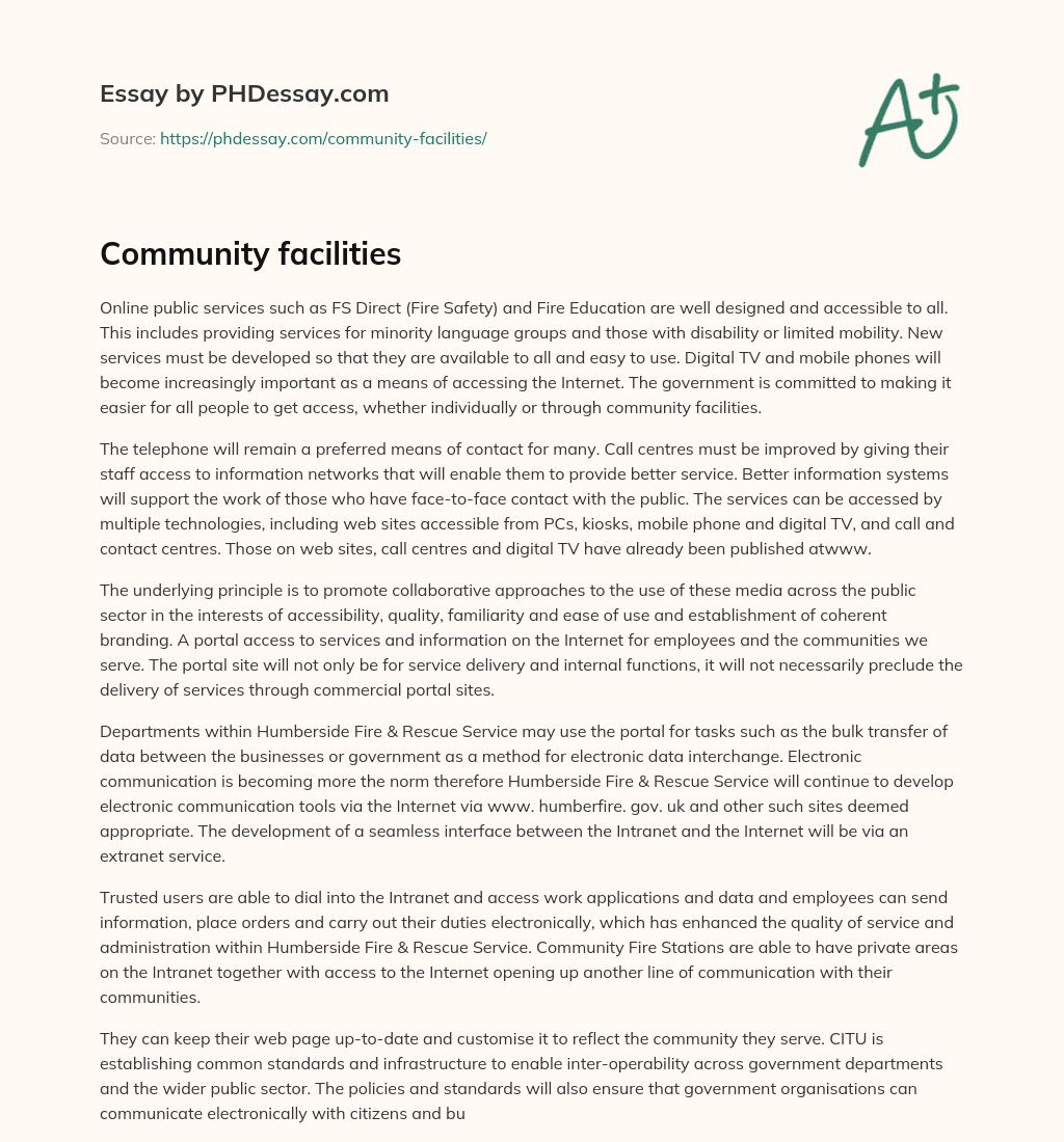Community facilities essay