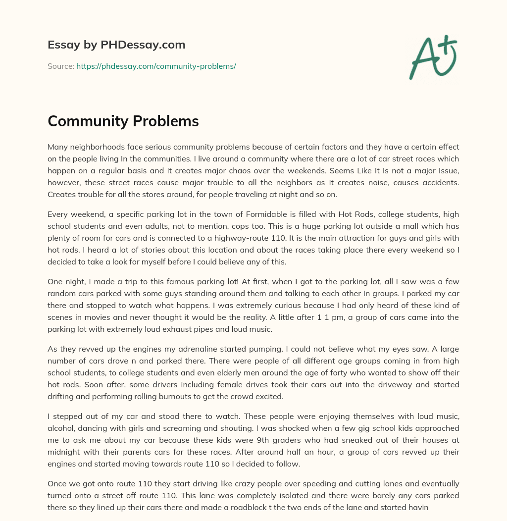 essay about community problems