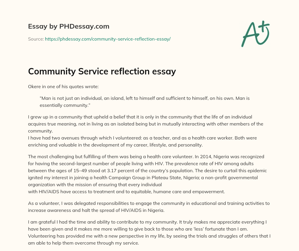 essay about peaceful community