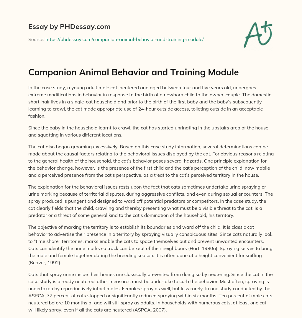 Companion Animal Behavior and Training Module essay