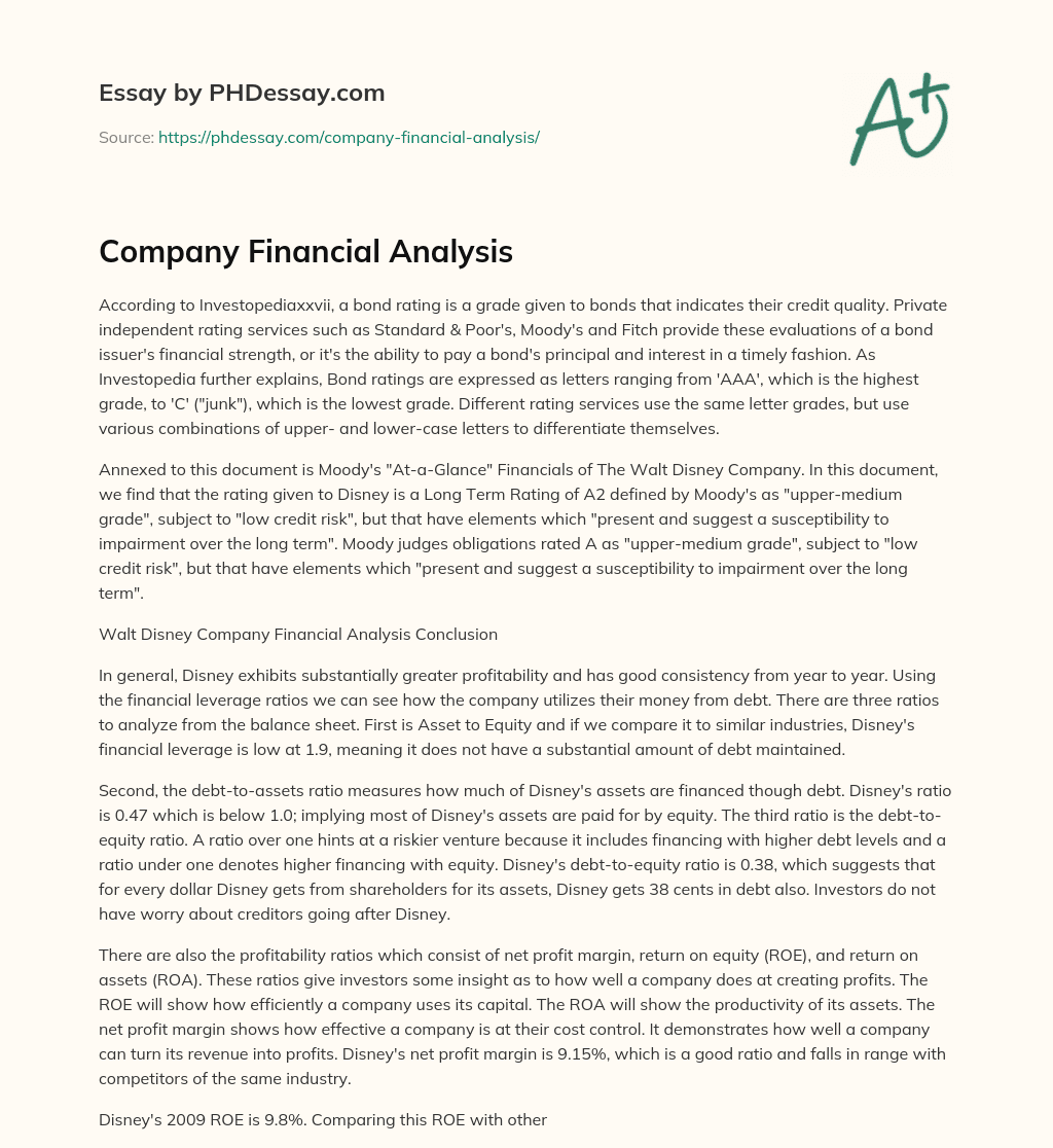 Company Financial Analysis