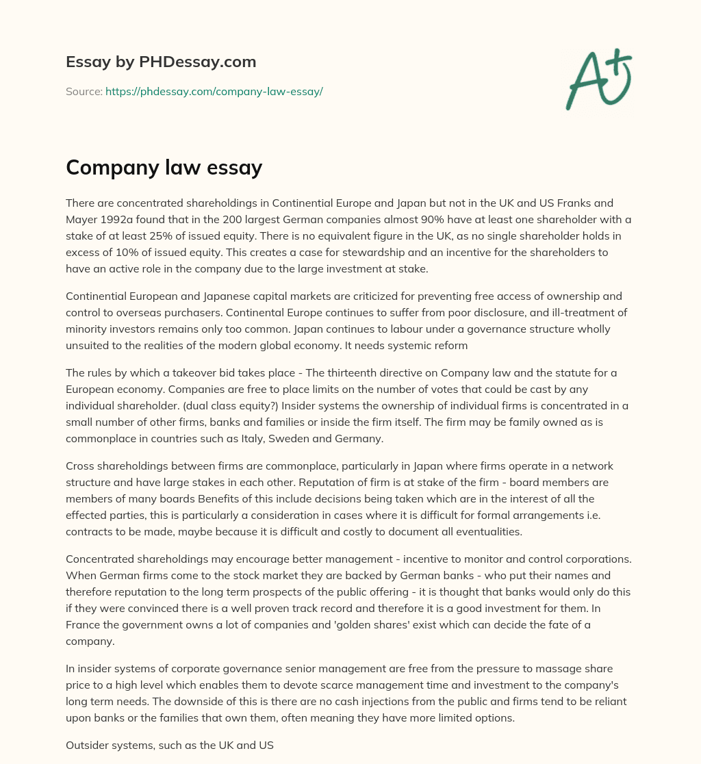 Company law essay essay