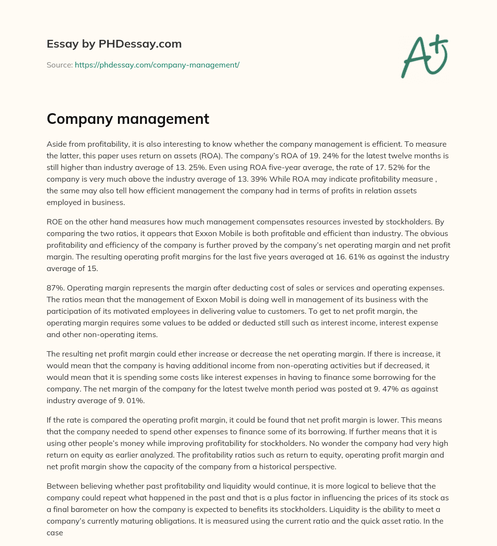 Company management essay