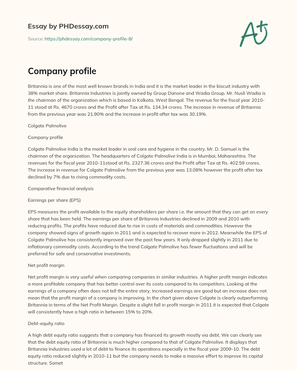 Company profile essay