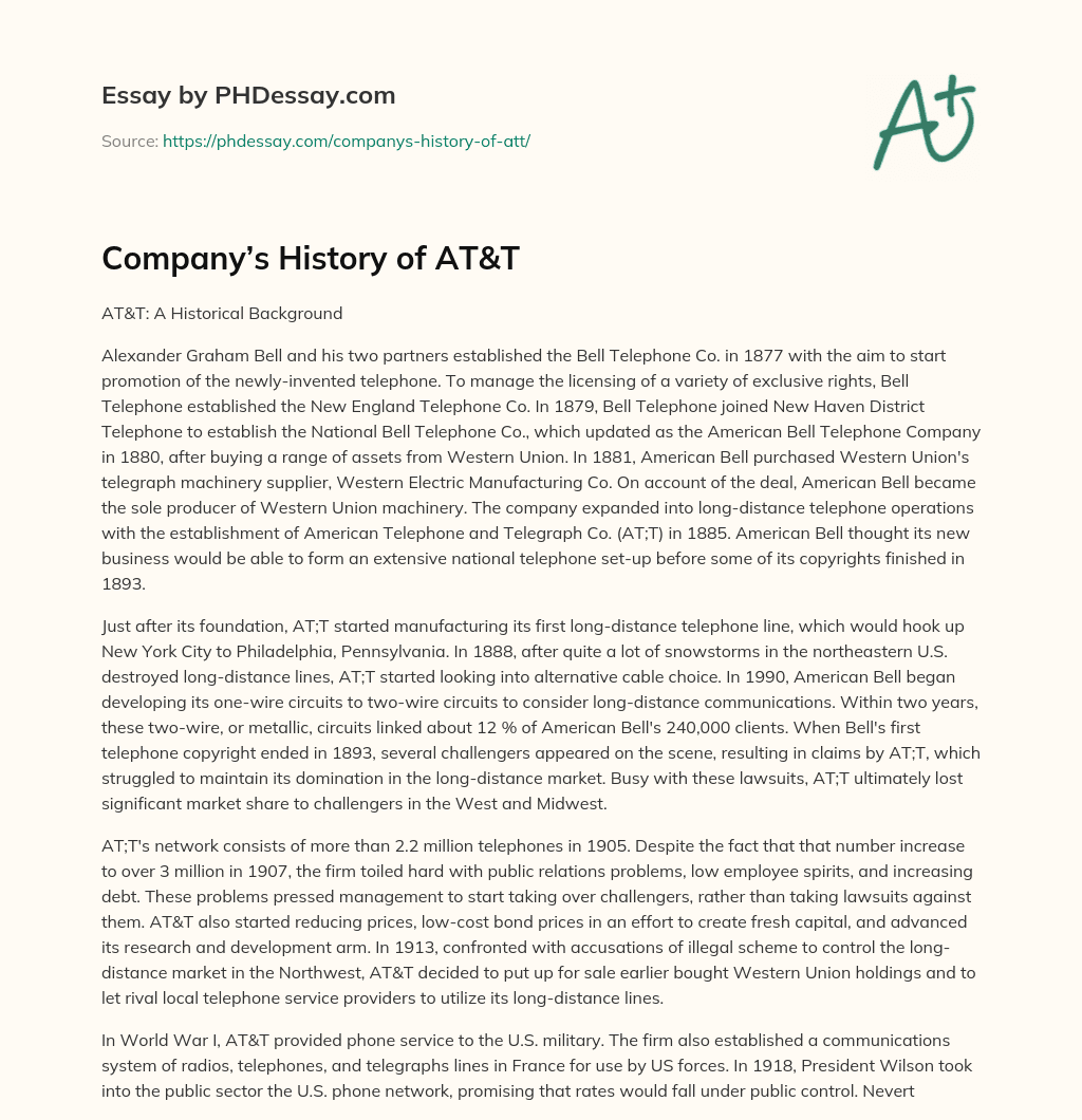 Company’s History of AT&T essay