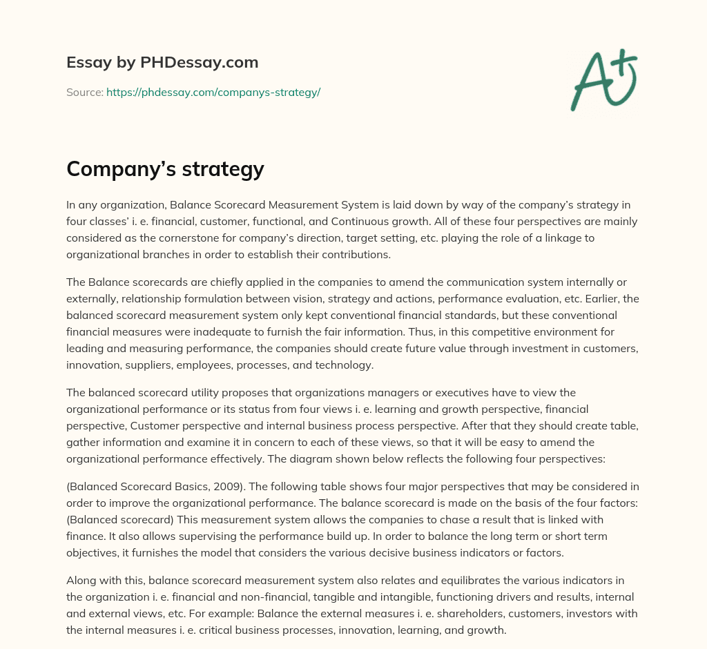 Company’s strategy essay
