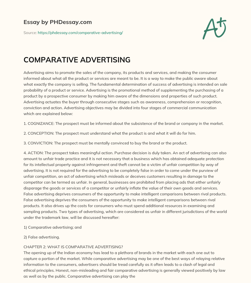 advertisement comparison essay