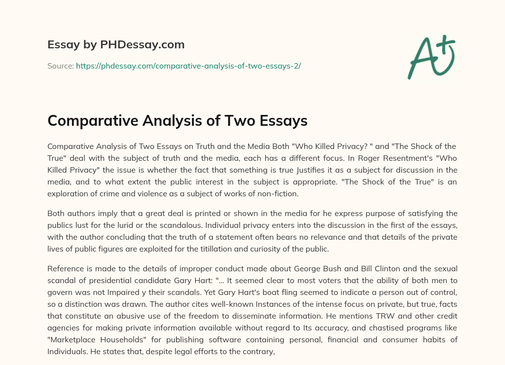 Comparative Analysis of Two Essays essay