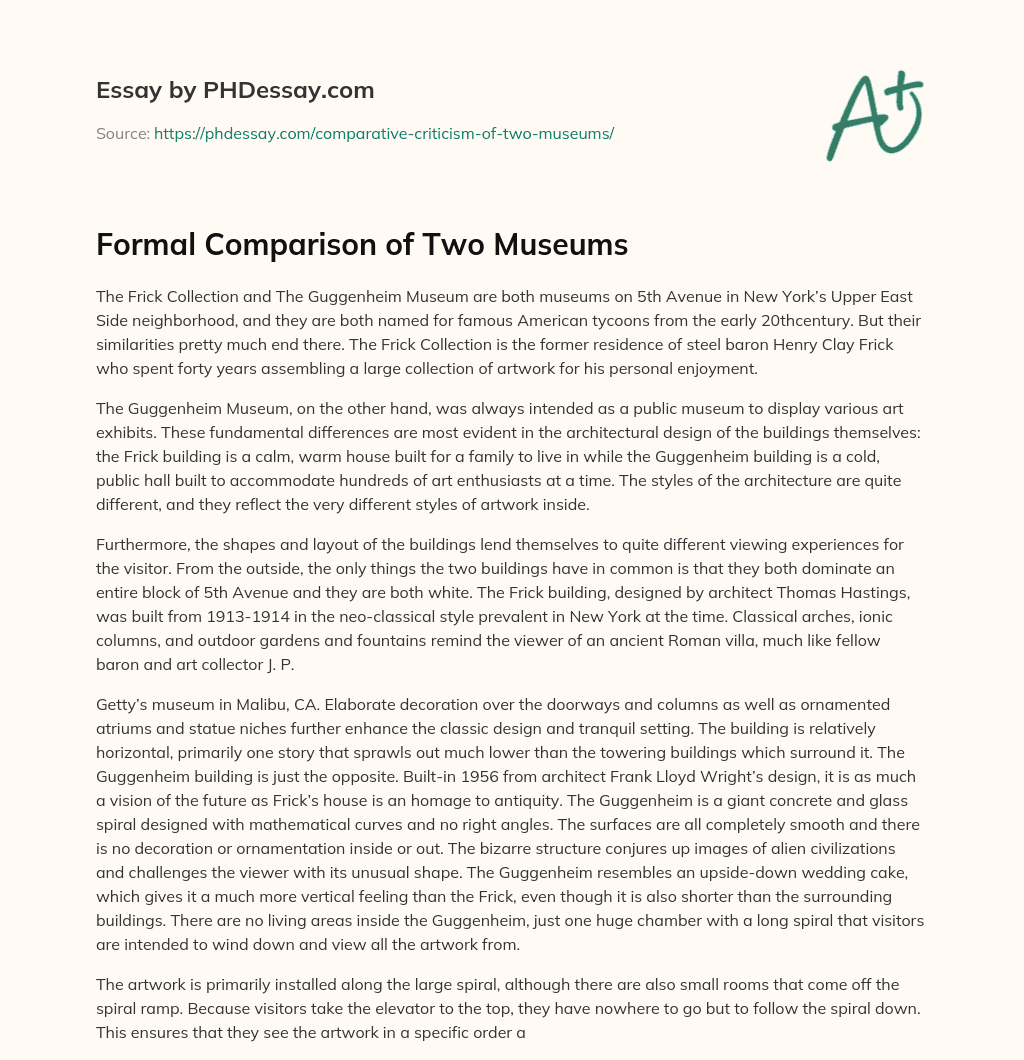Formal Comparison of Two Museums essay
