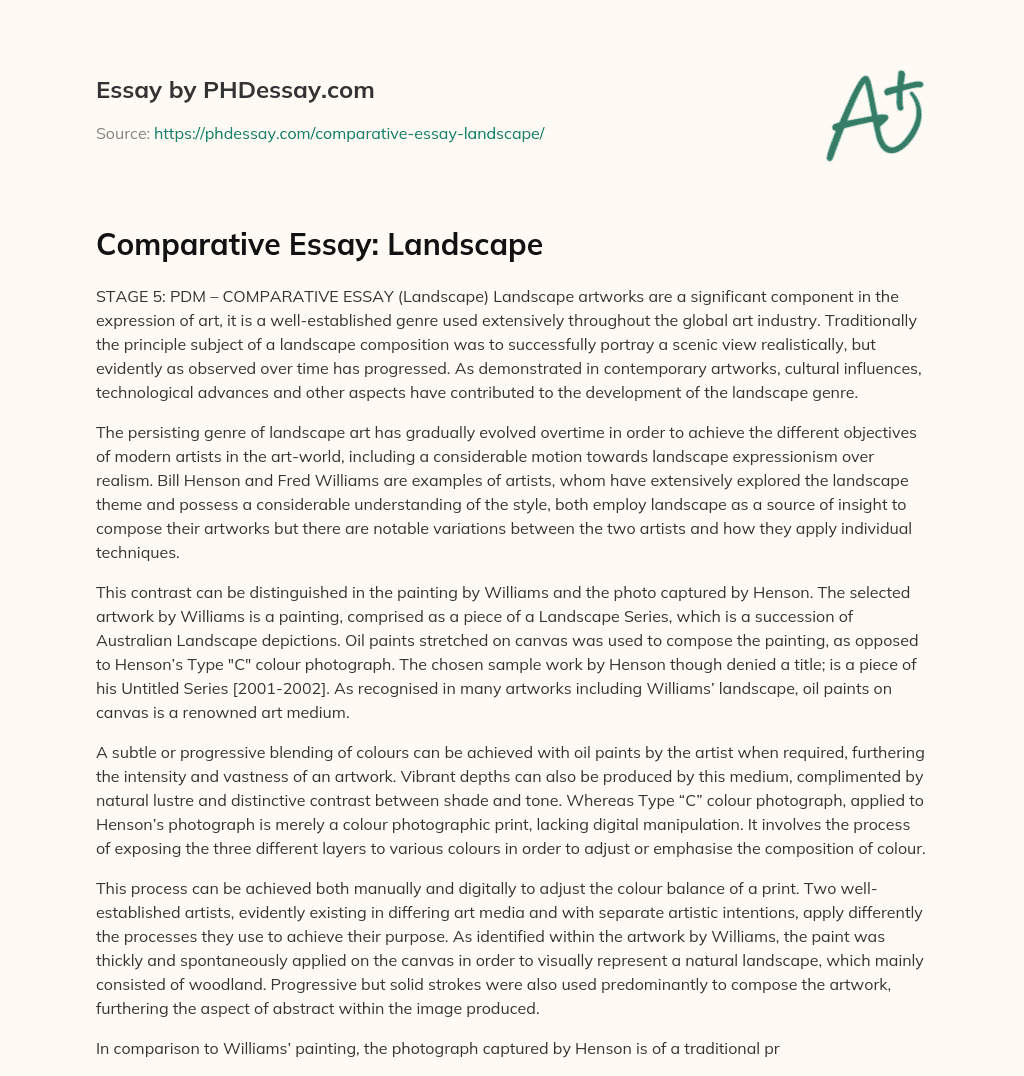 Comparative Essay: Landscape essay