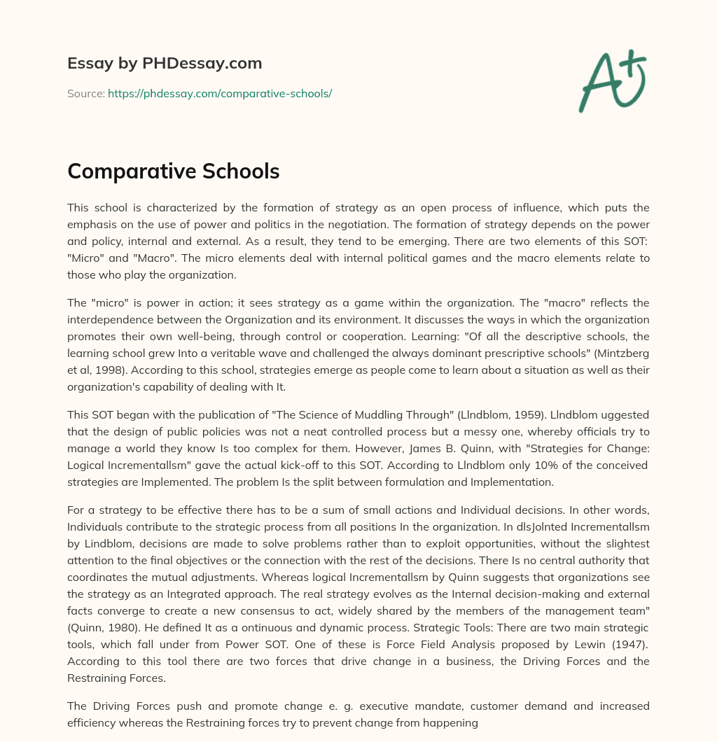Comparative Schools essay