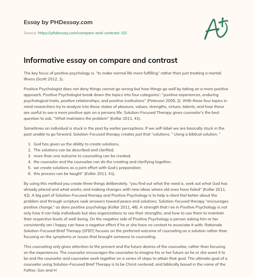 Informative essay on compare and contrast essay