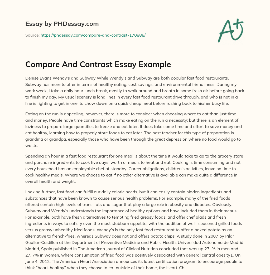 Compare And Contrast Essay Example essay