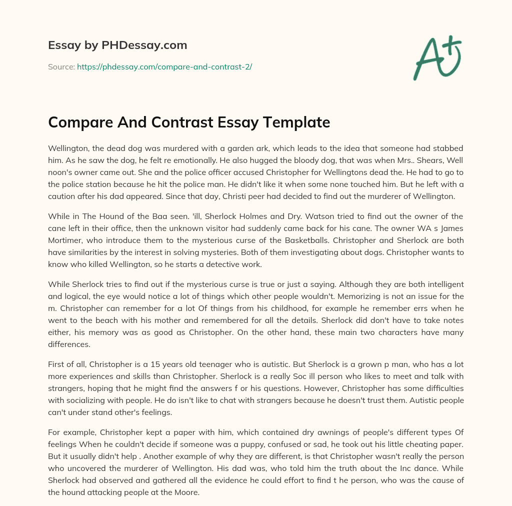 Compare And Contrast Essay Template essay