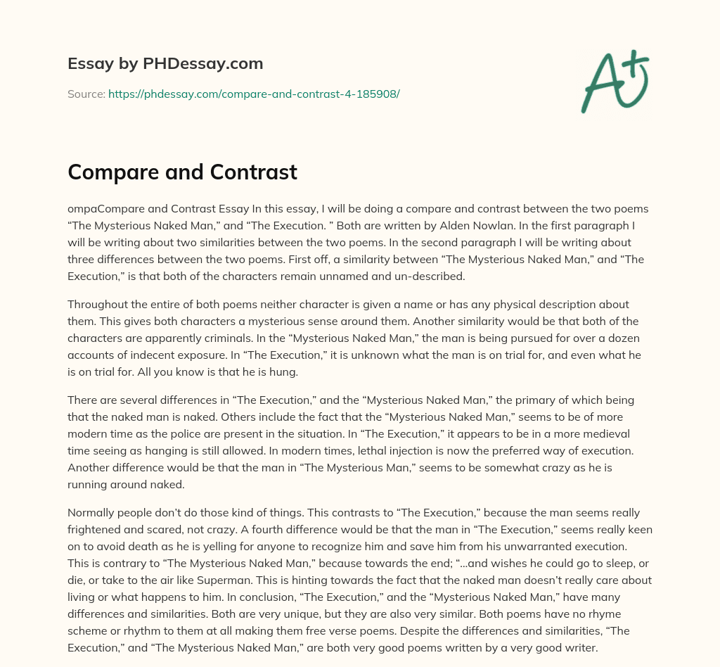 Compare and Contrast essay