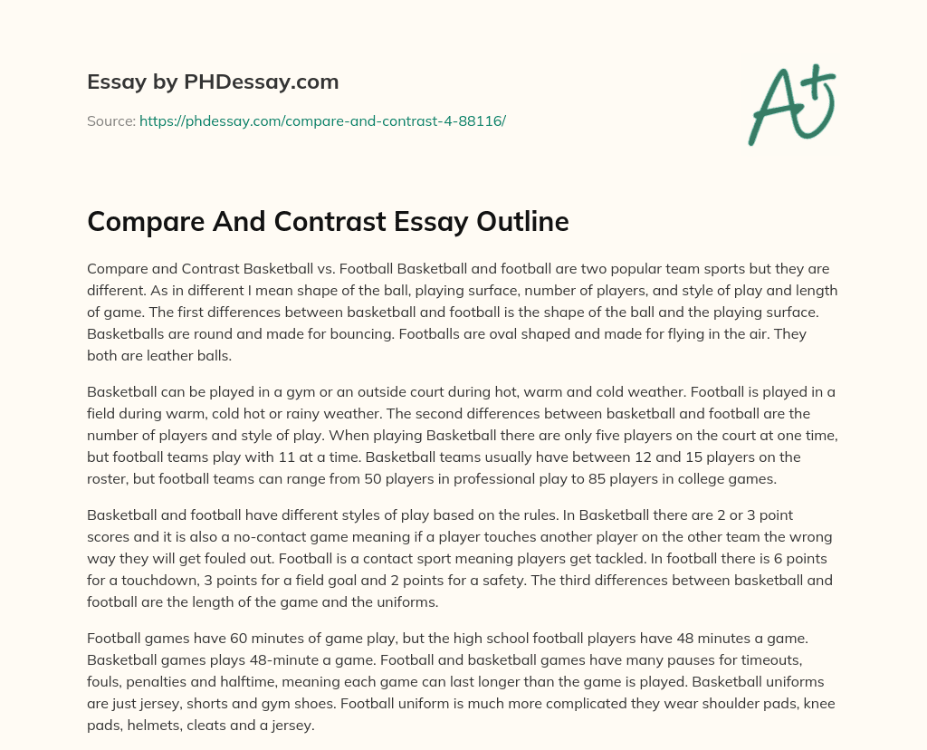 Compare And Contrast Essay Outline essay