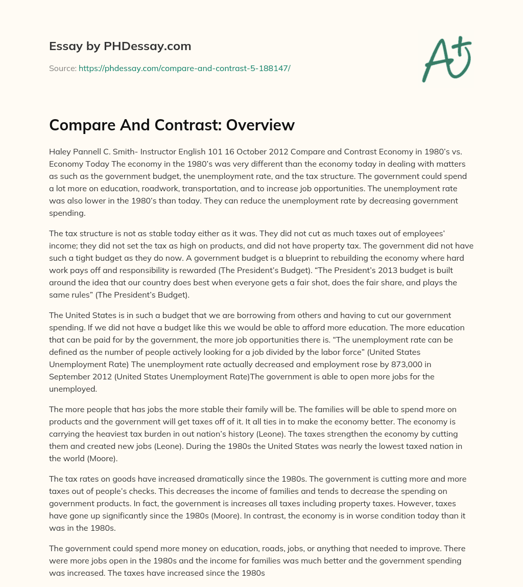 Compare And Contrast: Overview essay