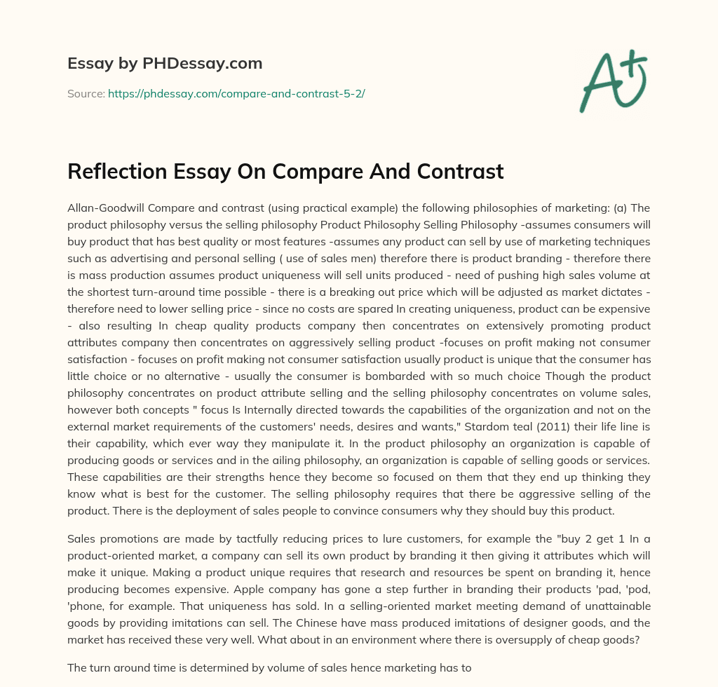 Reflection Essay On Compare And Contrast essay