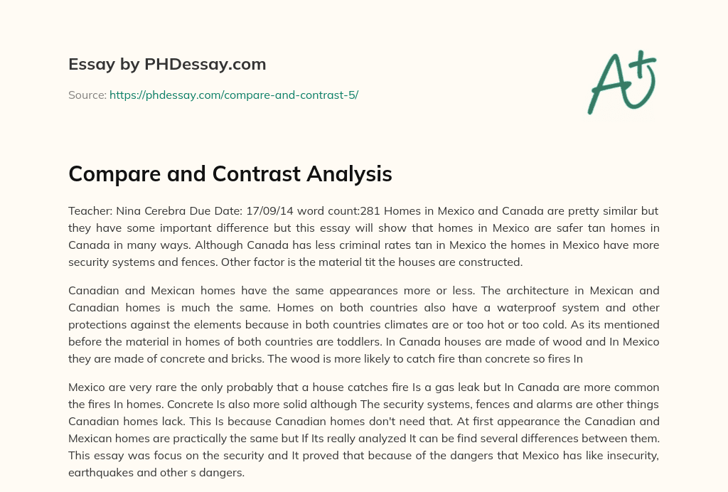 Compare and Contrast Analysis essay