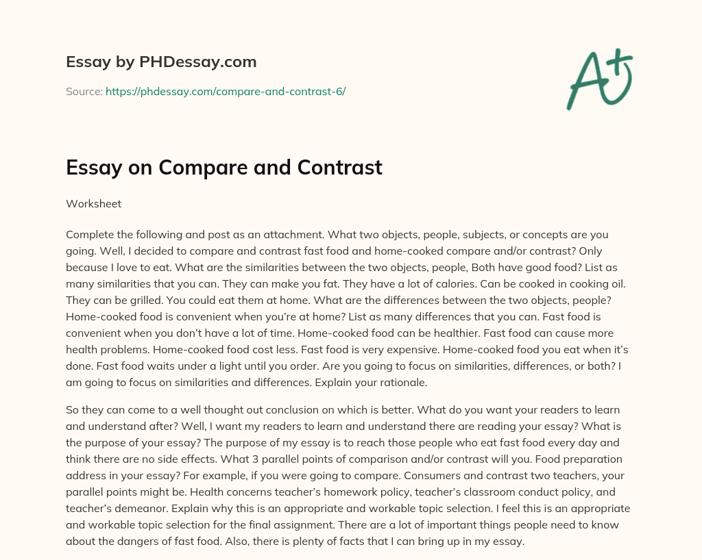 Essay on Compare and Contrast essay