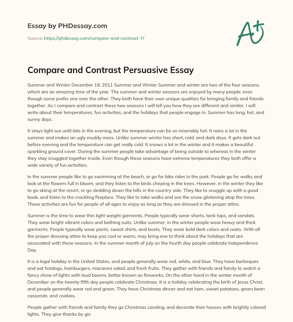 Compare and Contrast Persuasive Essay essay