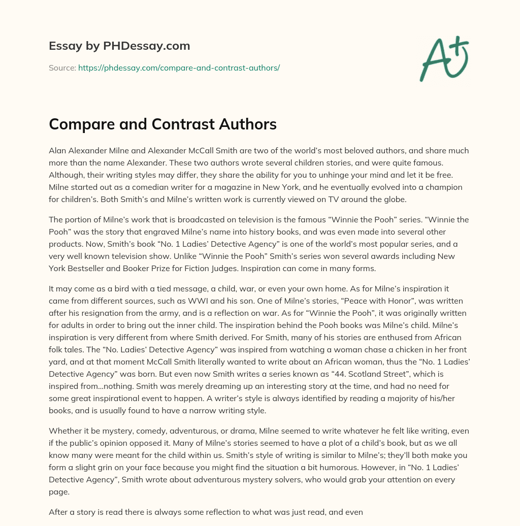 Compare and Contrast Authors essay