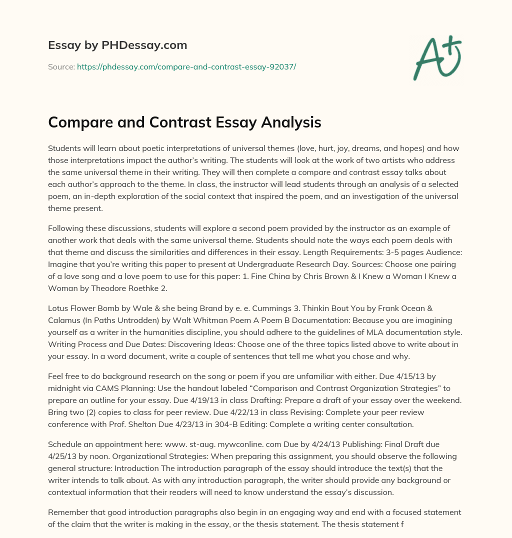 Compare and Contrast Essay Analysis essay