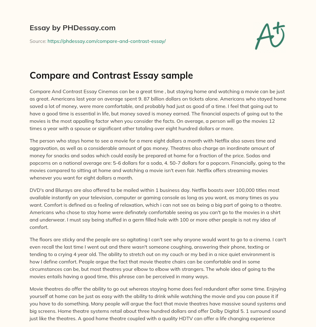 Compare and Contrast Essay sample essay