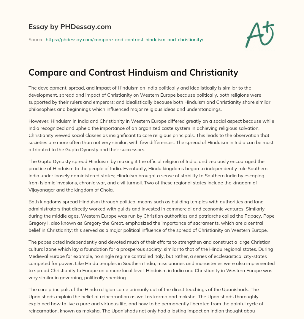 Compare and Contrast Hinduism and Christianity essay