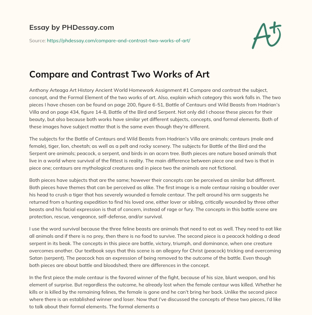 compare and contrast two pieces of art essay