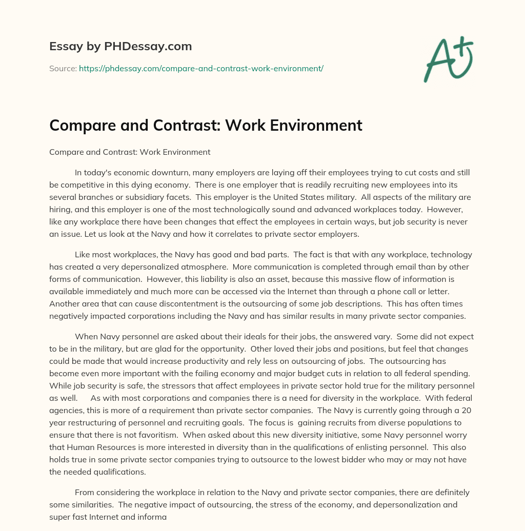 Compare and Contrast: Work Environment essay