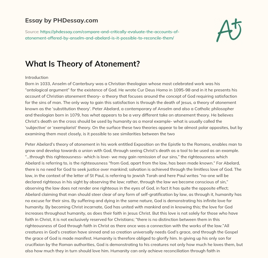 What Is Theory of Atonement? essay