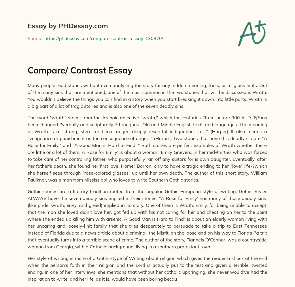 Compare/ Contrast Essay essay