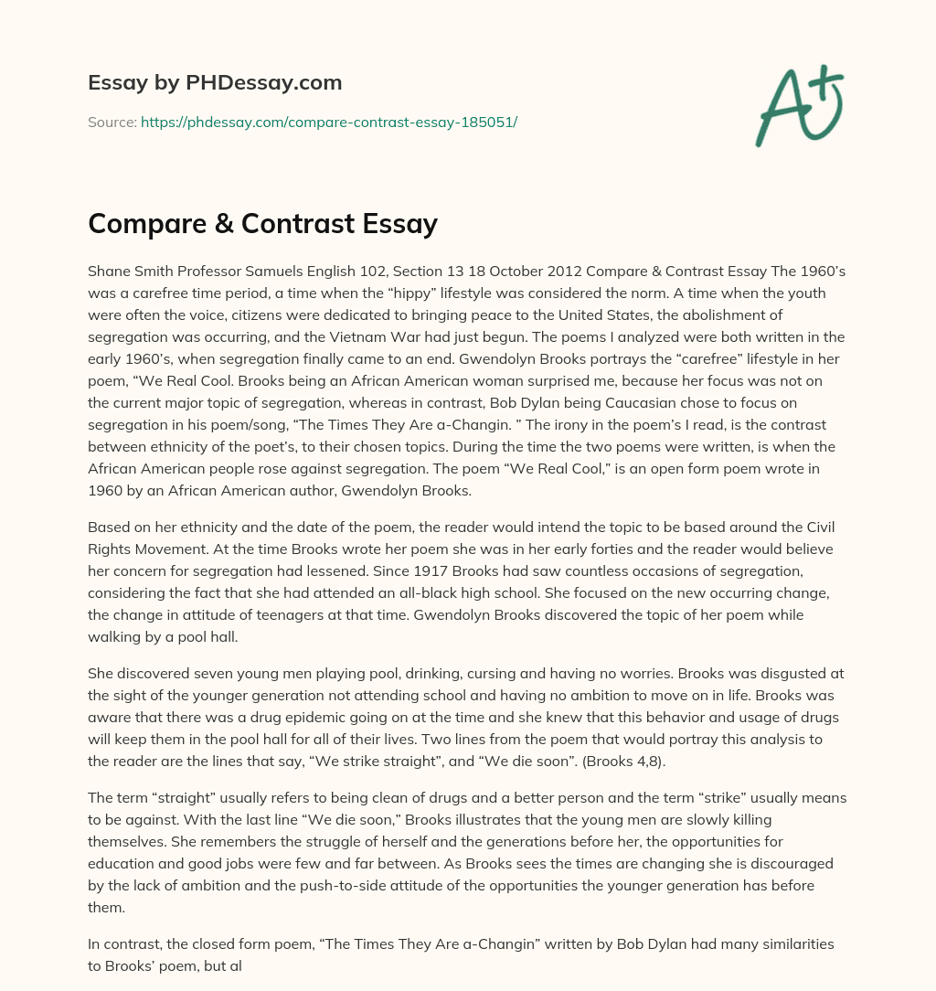 Compare & Contrast Essay essay