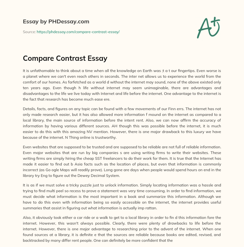Compare Contrast Essay essay