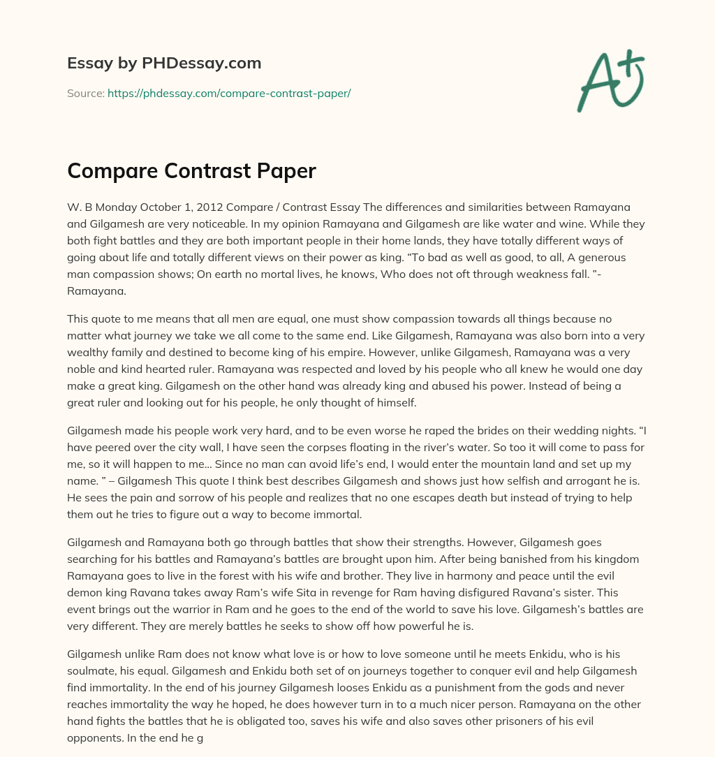 Compare Contrast Paper essay