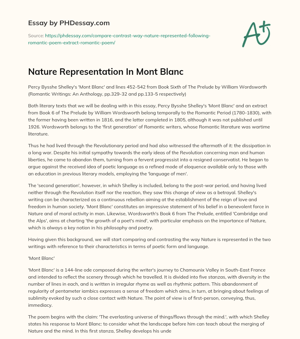 Nature Representation In Mont Blanc essay