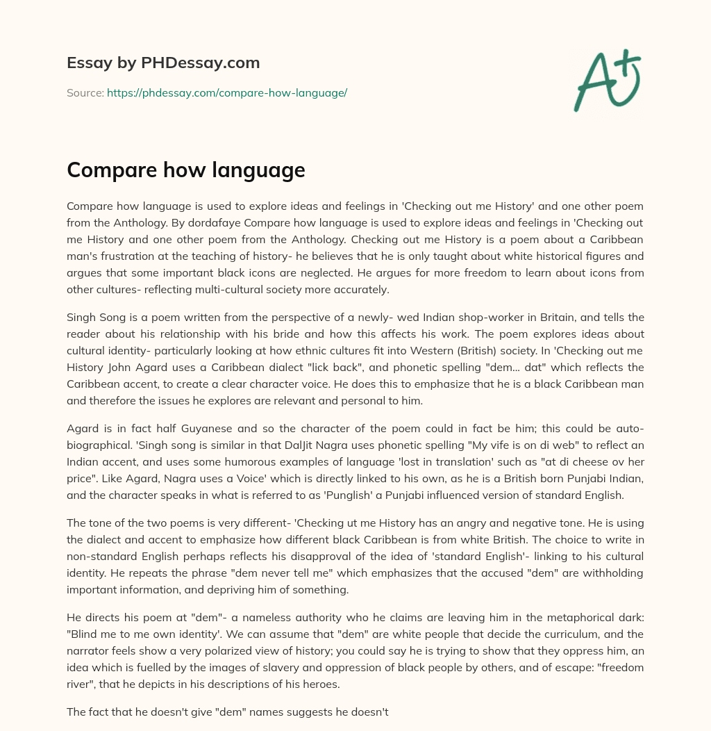 Compare how language essay