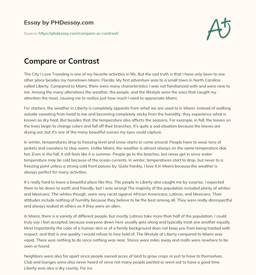 Compare or Contrast essay
