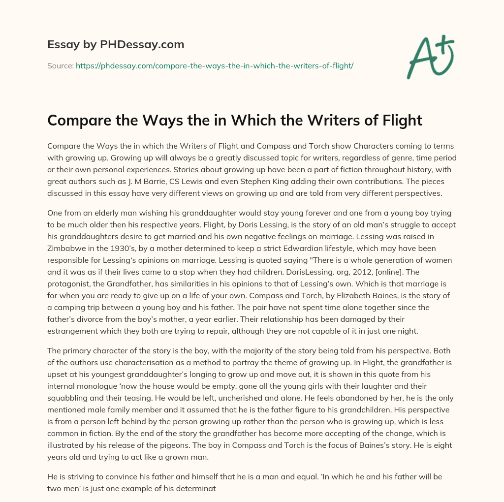 Compare the Ways the in Which the Writers of Flight essay