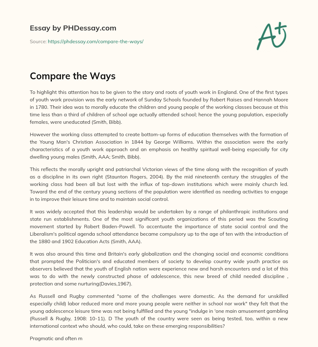 Compare the Ways essay