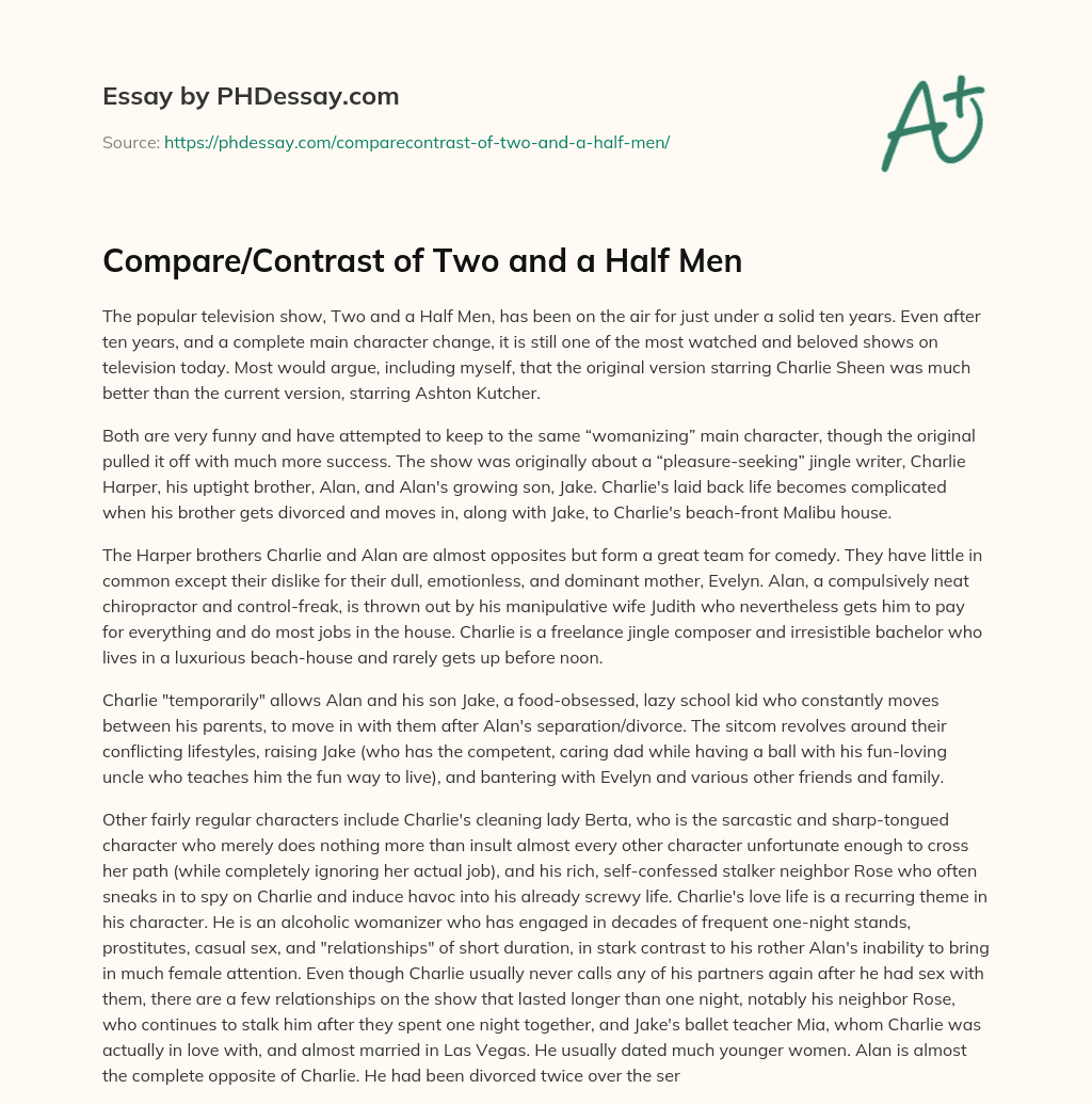 Compare/Contrast of Two and a Half Men essay