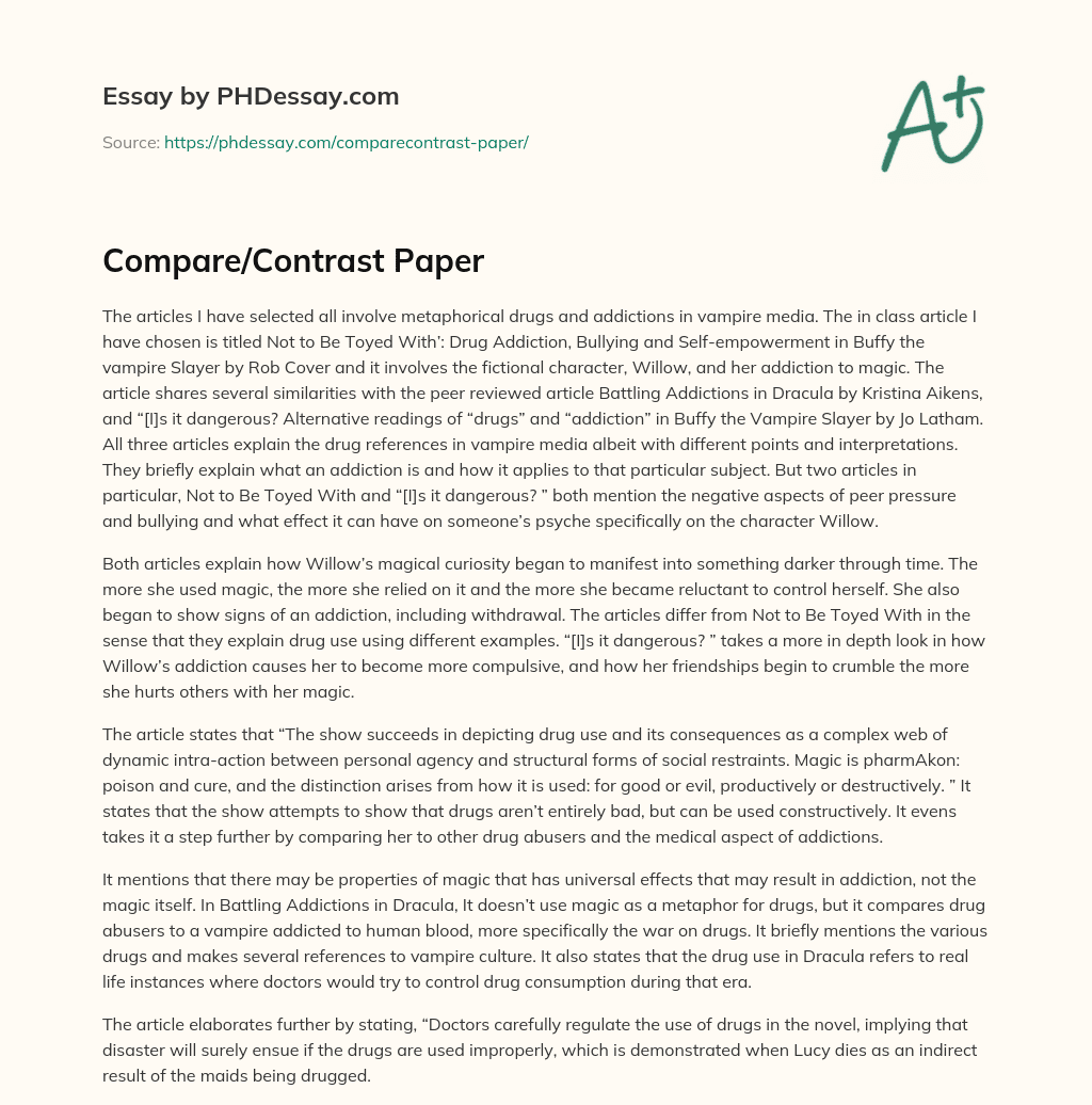 Compare/Contrast Paper essay
