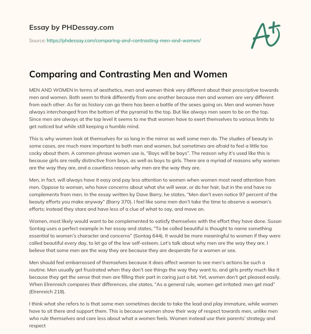 Comparing and Contrasting Men and Women essay