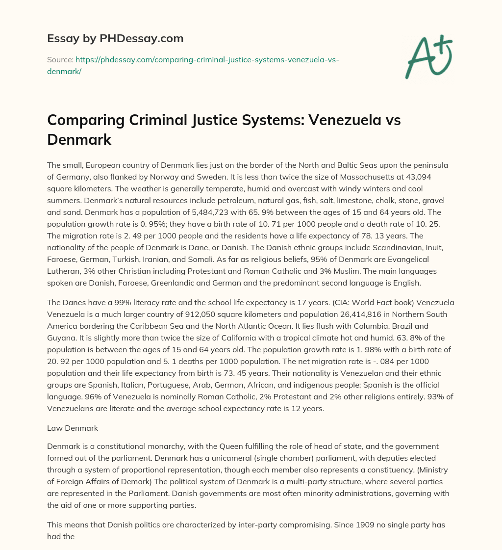 Comparing Criminal Justice Systems: Venezuela vs Denmark essay