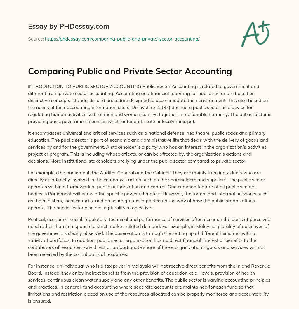 Comparing Public and Private Sector Accounting essay