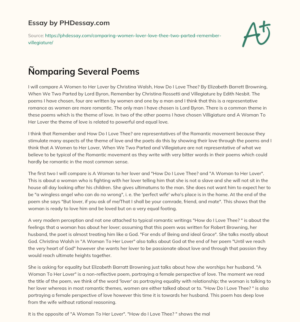 Ñomparing Several Poems essay