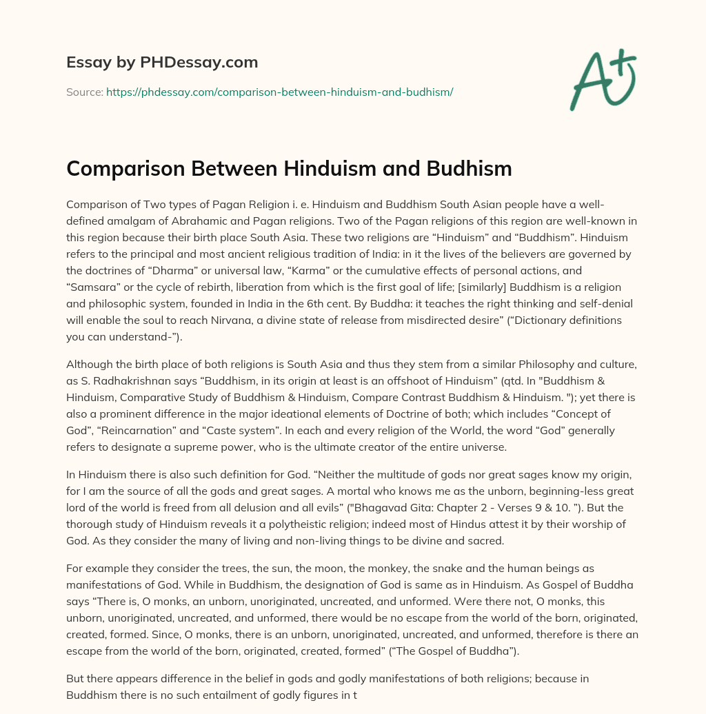 Comparison Between Hinduism and Budhism essay